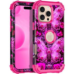 Miqala Compatible with iPhone 16 Pro Max Case,Glow in The Dark Three Layer Heavy Duty Shockproof Hard Plastic Bumper+Soft Silicone Protective Case for iPhone 16 Pro Max 6.9 inch,All Purple