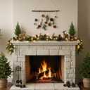 15.7 Inch Winter Wall Hanging Decor Wooden Seasonal Pinecone Hanger for Door Winter Decor Artificial Greenery for Home Rustic Farmhouse Fireplace Mantel Indoor Outdoor