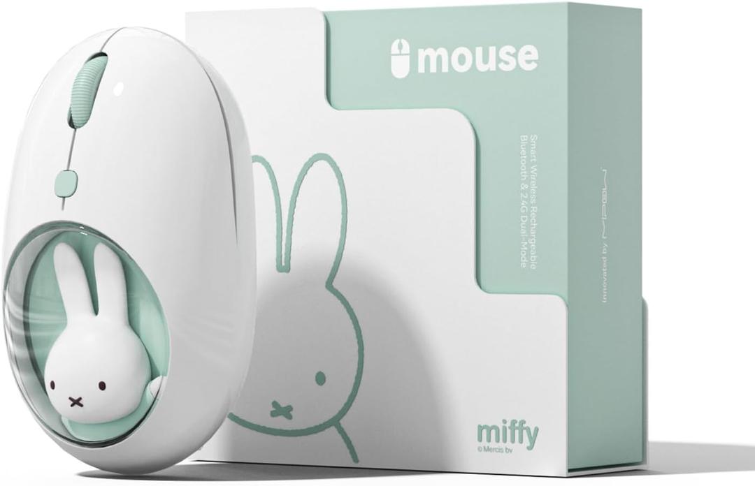 Miffy Wireless Bluetooth Optical Mouse Dual Mode (BT 5.0 and 2.4GHz USB) DPI Silent for macOS, ChromeOS, PC, Mac, Laptop, Tablets -Blue