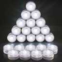 HL Submersible LED Light,White Small LED Light,100 Hours Waterproof Flameless Led Lights Battery Powered for Wedding Home Vase Festival Party Decoration 24pcs (Built-in 48 Batteries)