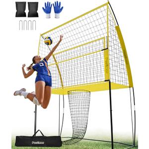 Volleyball Training Net System,7 Adjustable Heights Practice Equipment Net Station,Improve Volleyball Serve&Spike Skills with Ball Return, Portable &Easy Setup for Backyard Individual &Team Practice