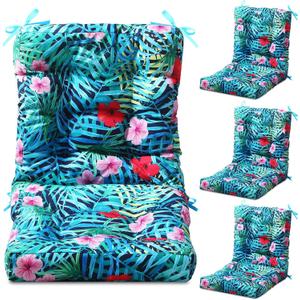 Hoteam 4 Set Outdoor Patio Chair Cushions 20 x 42 in Deep Seat Waterproof Patio Cushions Set for Furniture Replacement Removable Seat and Back (Palm), 41.7 x 19.7 x 3.9 Inches