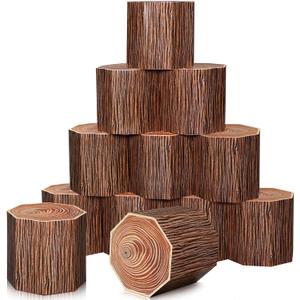 Fullhawl 12 Pcs 6 Pcs Tree Stump Decor VBS Camping Decoration 3D Wood Grain Paper Boxes Fake Tree Stump Box Centerpieces Western Cowboy Party Decor for 2026 School Camp Bachelorette Party Supplies