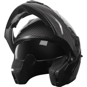 SPARK DOT Approved Modular Flip-Up Dual Visor Motorcycle Full Face Helmet for Adults Men & Women (Carbon Fiber, X-Large)