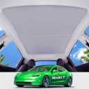 Upgrade Tesla Model Y Sunshade Roof, Never Sag & Nano Ice-Crystal Coatings, Foldable Sun Protection and Heat Insulation Glass Roof Sun Shade, Accessories for Interior Tesla Model Y