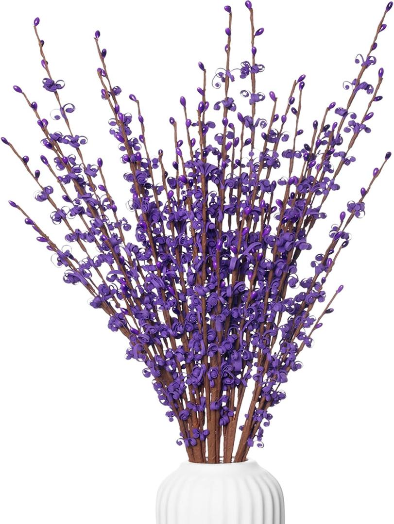 5Pcs Purple Jasmine Flowers 29.5" Artificial Pussy Willow Branches for Vase | Long Stem Artificial Flowers for Tall Vase Jasmine Fake Flowers Vase Filler Home Wedding Table Centerpieces DIY Wreath Decor
