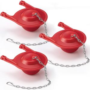 Hortsun 3 Pcs Large 3-1/4 Inch Toilet Flapper Replaces Universal Rubber Toilet Flapper Replacement Kit for Most Toilets Tank Flap with Handle and Stainless Chain, Easy to Install