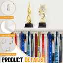 Threehoney Wooden Medal Hanger Display Trophy Holder Shelf with 65 Hooks Wall Mount Ribbon Holder Gift for Gymnastics Running Soccer Awards, Size: 4ft/47inch