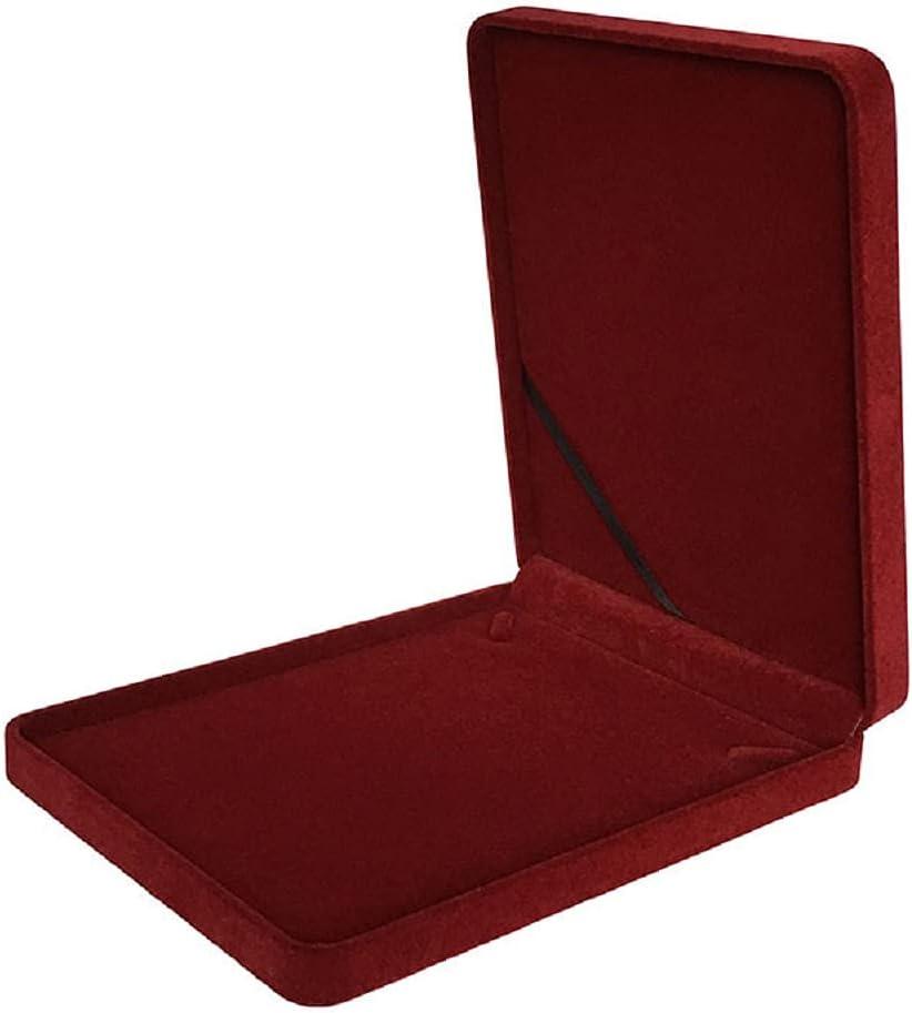 Jewelry Set Velvet Box Necklace Earring Ring Necklace Bracelet Gift Display Case Wedding Jewelry Storage Holder (Wine Red For Chunky Collar Necklace)