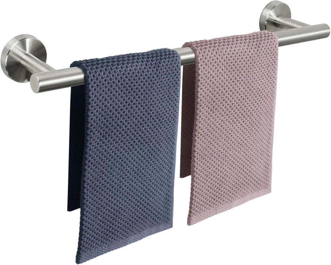 NearMoon Bath Towel Bar, Thicken Stainless Steel Shower Towel Rack Holder Wall Mounted for Bathroom, 24-lnch Overall Length-21-lnch Usable Hanging Space (1 Pack, Brushed Nickel)