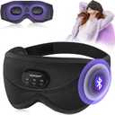 TOPOINT Sleep Mask with Bluetooth Headphones, 3D Eye Mask for Sleep Headphones with White Noise, Total Blackout, 5.4 Bluetooth, Timer, 15 Hours for Women Men, Travel, Meditation, Nap, CPAP Users, Bl
