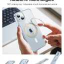 andobil for iPhone 15 Case [360 Ring Stand] [Compatible with Magsafe] Military Drop Protection Non-Yellowing Magnetic iPhone 15 Slim Thin Phone Case for Men Women - Ultra Clear, 6.1 Inches