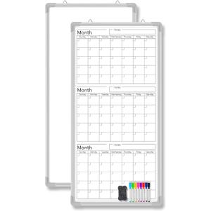 Lincia 36" x 18" Magnetic Vertical 3 Month Dry Erase Calendar for Wall Undated Horizontal Dry Erase Wall Calendar Planner Aluminum Frame Whiteboard for Home Office Projects Fridge