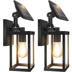 Dusk to Dawn Solar Wall Lights Outdoor, Black (Black(2 Pack))