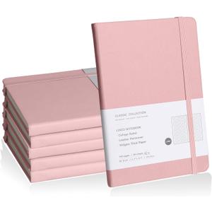 Lined Journal Notebook, 6Pack Hardcover Notebook for Men & Women  Journals for Writing, Work, School, Home & Daily Notes, 160 Pages  Medium A5, 5.7"x8", 100 gsm Thick Paper (pink)