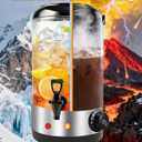 Electric Insulated Beverage Dispenser With Heating 75 Cup Hot & Cold Drink Water Urn with Spigot 12 L / 3.2 Gallon Stainless Steel Hot Coffee & Tea Drink Dispenser for Catering, Juice, Milk,Silver