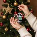 Tuxedo Cat Ornament Hugging Candy Cane 2D Flat Acrylic Ornament - Christmas Tree Decoration, Black and White Cat Holiday Tree Decoration for Pet Lovers 2025