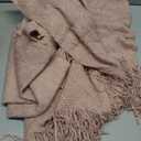 BATTILO HOME Blush Throw Blanket with Tassels, Pink Knit Blanket for Home Decor, Boho Style Textured Knitted Decorative Blanket for Couch, Sofa &Bed, 50"x60"