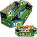 Soccer Party Supplies Kit - Large 23.6" 3-Tier Snack Food Cardboard Serving Tray Set for World Cup Party Decor Game Day Decorations