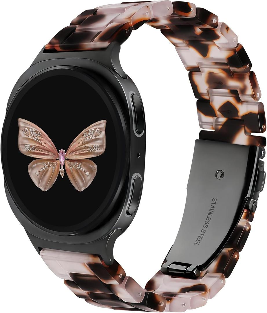 Wearlizer Resin Bands Compatible with Samsung Galaxy Watch 8 Band 40mm 44mm/Galaxy Watch 8 Classic 46mm, Dressy Lightweight Bracelet Strap Accessories for Galaxy Watch8 Women Men (Grey)