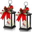 Tuanse 2 Pcs Christmas Decorative Lanterns Metal Christmas Hanging Lighted Lantern Vintage Cardinal Decorative Holiday Decorations Gifts with LED Lights for Indoor Outdoor Home Table Porch