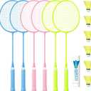 AboveGenius Badminton Rackets Set, Lightweight Badminton Set Includ 4/6 PCS Rackets, 6 Birdies, Outdoor Backyard Games, Racquets for Adults, Teens, Family Beginner