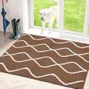 Mud Mats for Dogs Large, Dirt Trapper Mud Mats for Dogs Indoor Entrance for Food and Water Non-Slip Dog Bed Machine Washable Door Mat Indoor for Muddy Paws 32"x48" Grey (Grey Wave Pattern)