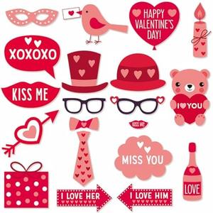 JIEFULL Valentines Day Photo Booth Props, 20 Pcs Valentine's Day Romantic Decorations Selfie Photography Props with Wooden Sticks for Wedding DIY Funny Photoshoot Party Supplies JIEFULL Valentines Day Photo Booth Props, 20 Pcs Valentine's Day Romantic Decorations Selfie Photography Props with Wooden Sticks for Wedding DIY Funny Photoshoot Party Supplies