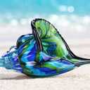 QFkris Glass Conch Statues, 8" Hand Blown Glass Seashell Art Figurine, Home Decor, Crystal Conch Shell Paperweight