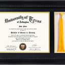 GMFrames Solid Wood Diploma Frame with Tassel Holder for 8.5x11 Certificate,Black Finish with Intricate Black Rope Detail,UV Protection Acrylic, 11x17 for 8.5x11 with Tassel