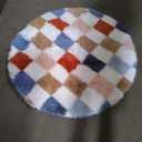 PureCozy Checkered Round Rug 5ft for Playroom Soft Fluffy Shag Carpet, Rainbow, 5' (Round)