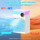 Portable Air Conditioners, Mini AC Unit Cooling Fan for Bedroom,1200ML Small Air Cooler Fans with Remote, 3 Mist,3 Speed,8 Light,2-8H Timer Personal AC Portable for Office Camping Car Desk (White)