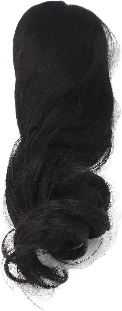 Long Curly Doll Wig 1/3 Ball Jointed Doll Hair, Soft Silk Real Scalp, Customizable Styles, Comfortable Wear, for 22-23cm Head Circumference (Black)