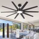 Fanbulous 80 Inch Industrial Ceiling Fans with Lights, Large Ceiling Fan with Quiet DC Motor, 10 Reversible Dual-Color Blades, 3CCT, 6-Speed, Indoor/Outdoor Ceiling Fans for Porch/Garage/Shop (Black)