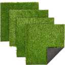 Juvale 4-Pack Non-Slip Artificial Grass Tiles for Indoor & Outdoor Use | 12x12-0.25 in Thick Mats | Easy to Clean & Durable, Soft Like Natural Lawn | Safe for Kids & Pets | Patio, Floor & Wall Decor