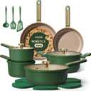 CAROTE Pots and Pans Set Non stick, 18pcs NonStick Kitchen Set Induction Cookware Non-toxic Cooking Set, Dishwasher/Oven Safe,Cookware Set,Green