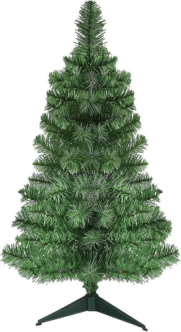OULONGER 3Ft Premium Artificial Small Mini Christmas Tree for Tabletop,Home, Office, Indoor and Outdoor Decor,Holiday Decoration,Easy Assembly Metal Hinges & Foldable Base 160 Branch Tips Green Tree