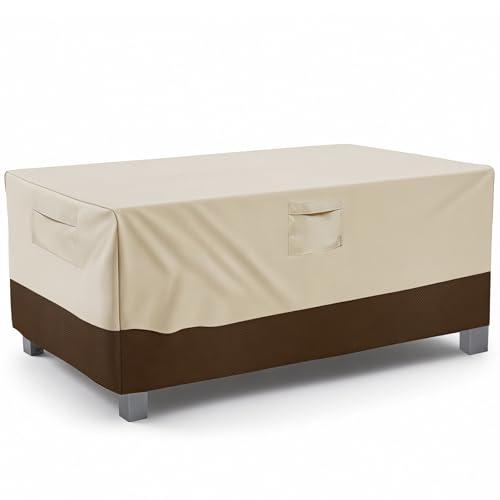 Vailge Rectangular/Oval Patio Table Cover, Heavy Duty and Waterproof Outdoor Lawn Patio Furniture Covers, X-Large, Beige & Brown, Rectangle-84"L x 44"W x 23"H