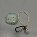 Coralogo for AirPods 4 Case with Pearl Keychain - Cute Women Glitter Shell Design Cover Girls Girly Pretty Stylish Kawaii Girlish Protective for Apple for AirPods 4 Case, Mushroom Leaves