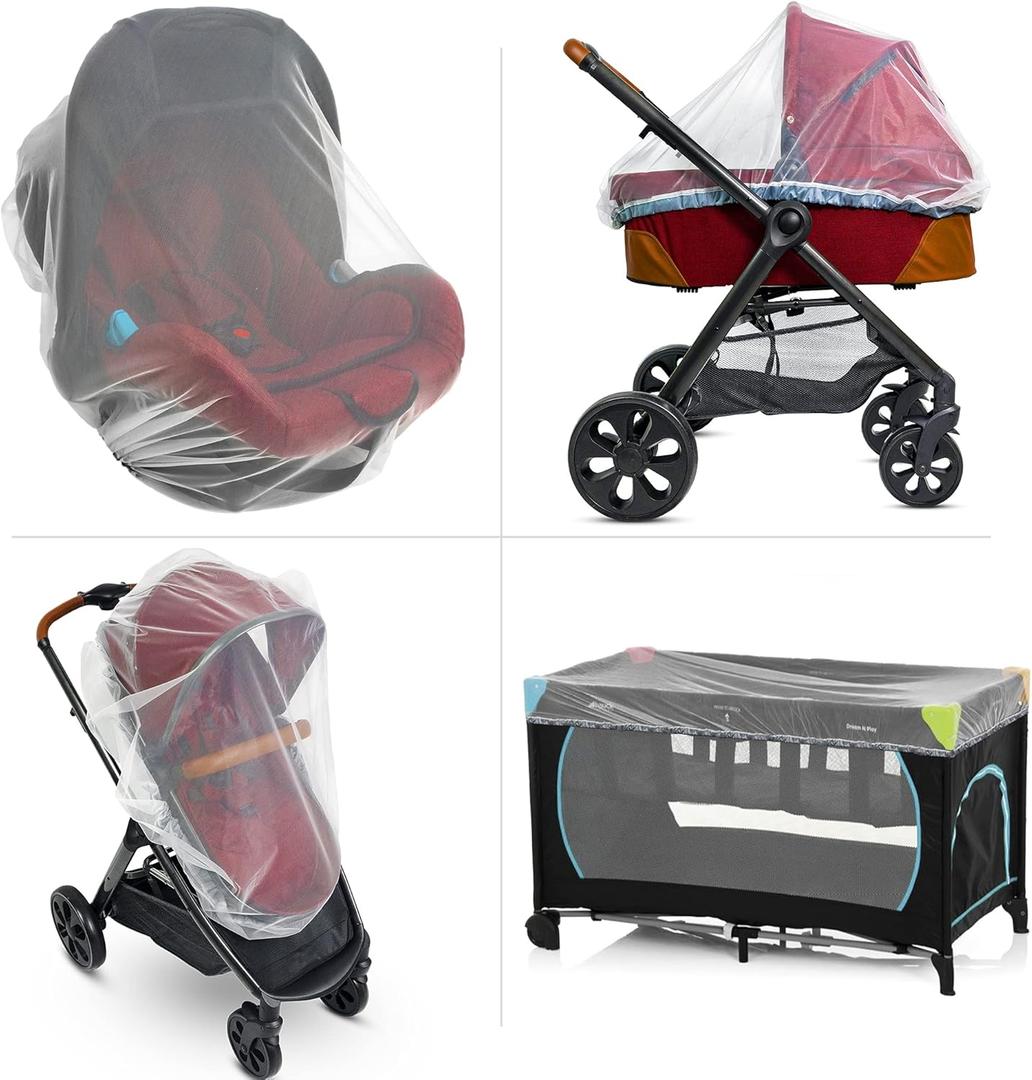 Baby Mosquito Net for Stroller, Carrier & Bassinet Elastic Drawstring for Snug Fit Netting - Infant Bug Net for Jogger, Car Seat & Pack N Play 1000 Mesh Toddler Canopy & Gift Packaging