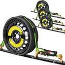 E Track Tire Straps, 2"x10', 4Pack,Car Hauler,Swivel Idler,4400lbs
Wheel Straps with E-Track Idler Swivel Anchors,Car Tie Down Straps for Trailers with 3 Rubber Blocks for Towing Car, ATV,UTV