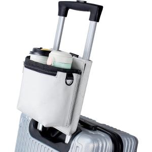 Luggage Travel Cup Holder with Luggage Straps Free Hand Drink Caddy Beverage Holder Travel Accessories Gift for Flight Attendants Businessmen Travelers Fits Roll on Suitcase Handles Light Grey