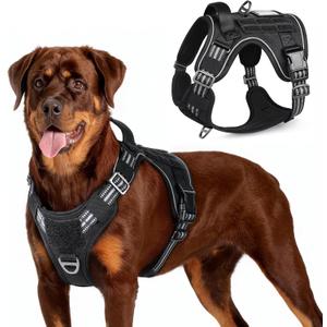 rabbitgoo Tactical Dog Harness for Large Dogs, No Pull Military Service Vest with Handle & Molle, Easy Control for Training Walking, Adjustable Reflective Straps, Black, L