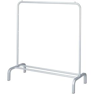 JIUYOTREE Metal Clothing Rack 43.3 Inches Clothes Garment Coat Rack with Bottom Shelf Clothing Rack for Hanging Clothes Coats Skirts Shirts Sweaters Silver Gray