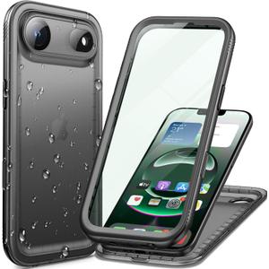 Cozycase TOP Waterproof Case for iPhone Air - Military Heavy Duty 360 Shockproof Full Body with Screen Camera Protector Double IP68 Water Dust Drop Proof Hard Rugged Tough Front Back Slim Cover (Frosted Black)