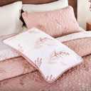 Drucon Blush Pink Quilt Set King Size 3 Pieces Floral Branch Botanical Quilt Bedspread, Reversible Floral Leaves Pattern Lightweight Microfiber Bedding Coverlet Set for All Season