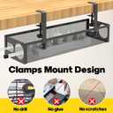 Under Desk Cable Management Tray No Drill 15.1, Metal Mesh Cable Management Box with Hybrid Side Slots Cable Raceway,Adjustable Cable Tray with Wire Management for Office Home,1 Pack (Black)
