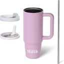 Cup with Lid and Straw, Tumbler with Handle, Travel Mugs, Stainless Steel Cup, Insulated Water Bottle, Insulated Travel Coffee Mugs, Cup with Straw, Coffee Mugs with Lids (PURPLE, 30 OZ) (Marrakech Mauve)