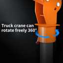Pismire 1100lb Folding Truck-Mounted Jib Crane - 3500lb 12V Electric Winch Combo, 360 Swivel, Dual Remotes (Infrared/Wired), Painted SteelOrange