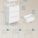 SONGMICS Nightstand with Charging Station, 3 Fabric Drawers, 11.8"D x 15.6"W x 29.9"H